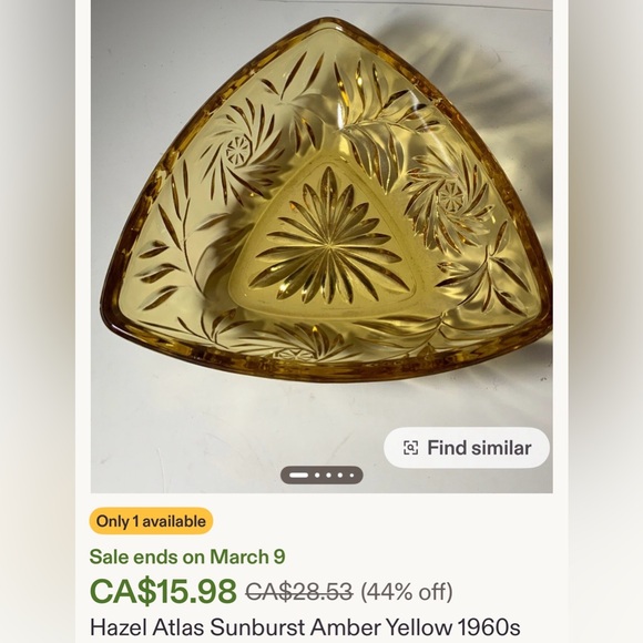 Vintage Atlas Glass, starburst triangle candy, or trinket dish - Picture 6 of 6